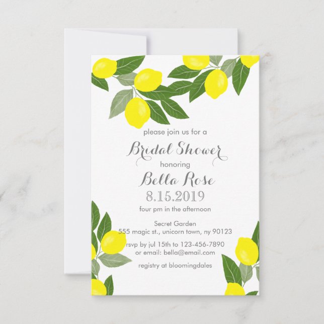 Invitations de douche nuptiale Boho Lemon (Devant)