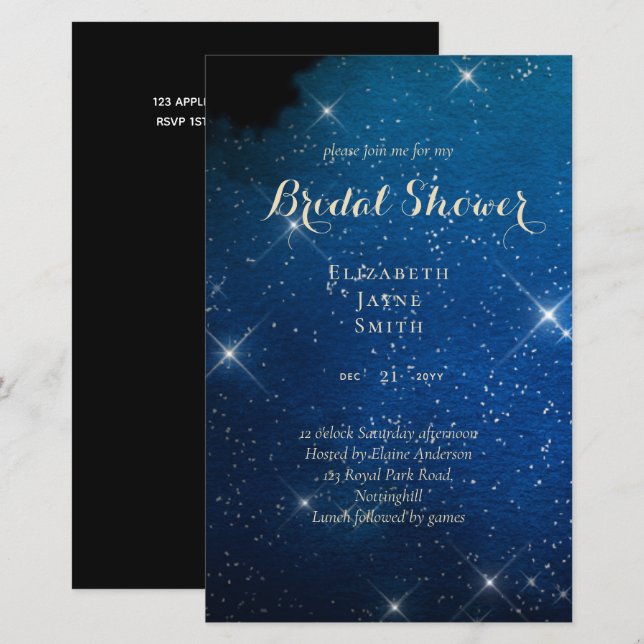 Invitations de douche nuptiale BUDGET Couleurs per (Devant / Derrière)