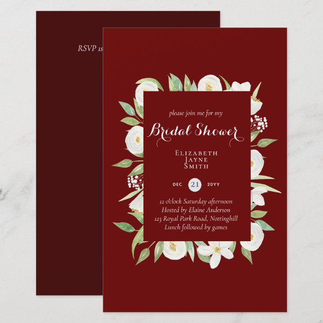 Invitations de douche nuptiale BUDGET Couleurs per (Devant / Derrière)