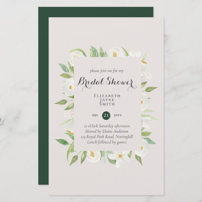 Invitations de douche nuptiale BUDGET Couleurs per (Devant / Derrière)