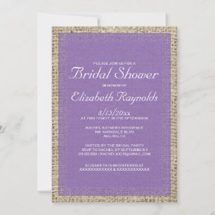 Invitations de douche nuptiale Burlap violet