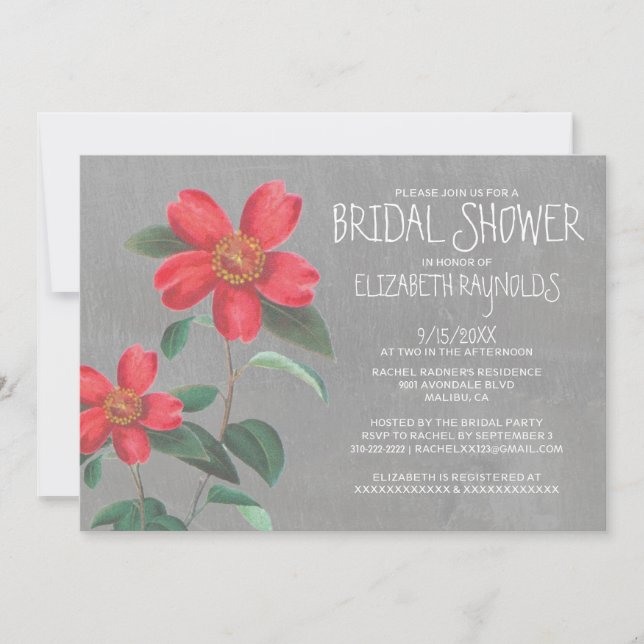 Invitations de douche nuptiale Camellia (Devant)