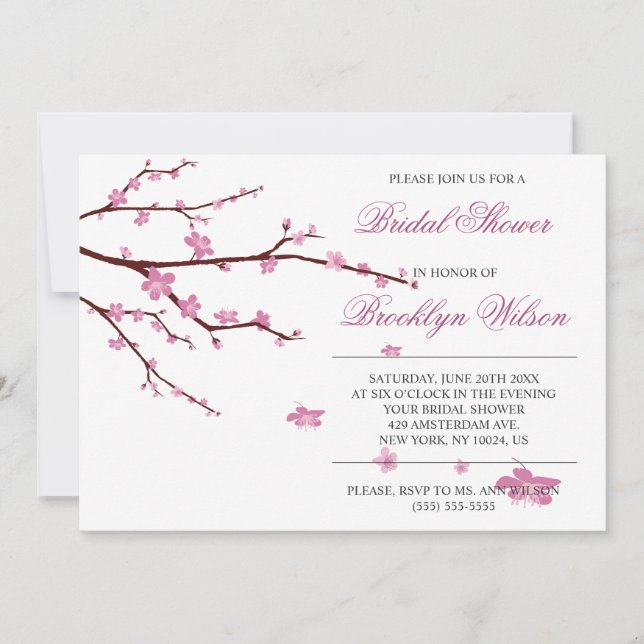 Invitations de douche nuptiale Cherry Blossom (Devant)