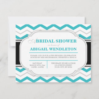 Invitations de douche nuptiale Chevron gris et tur