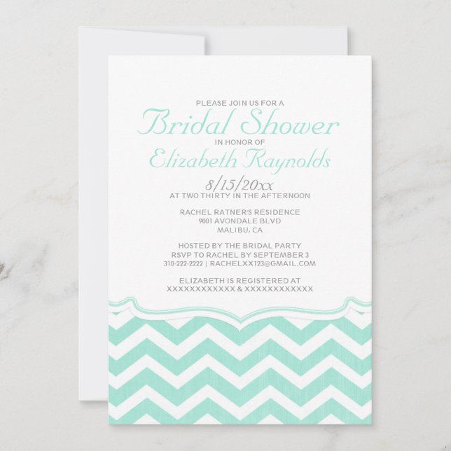 Invitations de douche nuptiale Chevron Zigzag (Devant)
