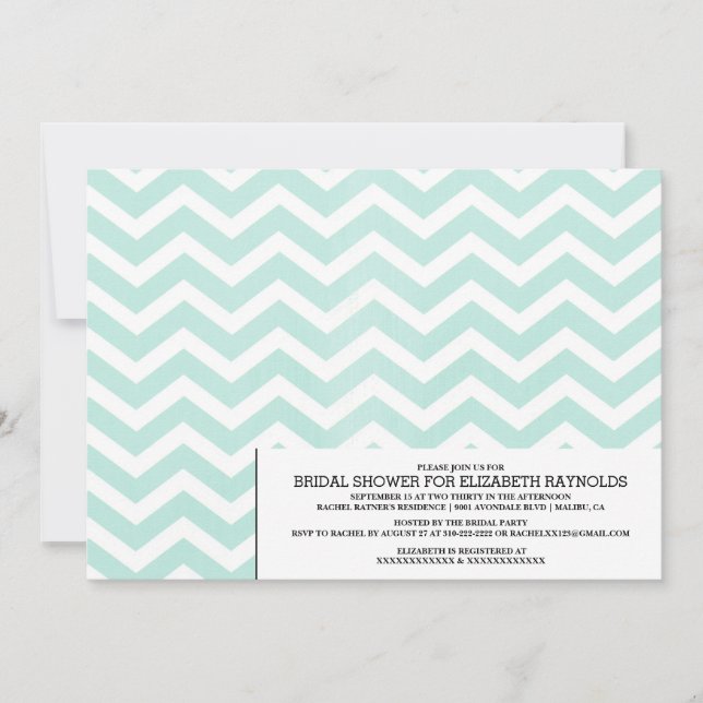 Invitations de douche nuptiale Chevron Zigzag mode (Devant)