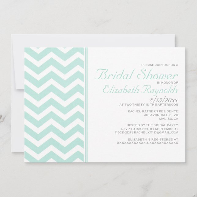 Invitations de douche nuptiale Chevron Zigzag vint (Devant)