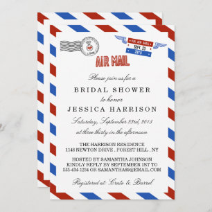 Invitations de douche nuptiale d'Airmail moderne