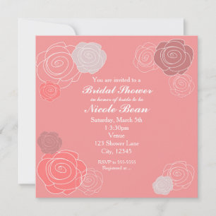 Invitations de douche nuptiale de corail rose flor