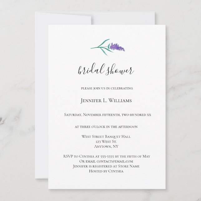 Invitations de douche nuptiale de couleur aquarell (Devant)