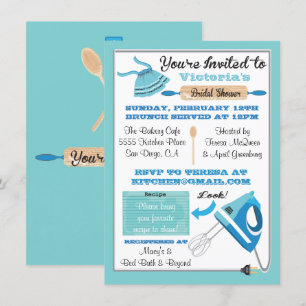 Invitations de douche nuptiale de cuisine rétro