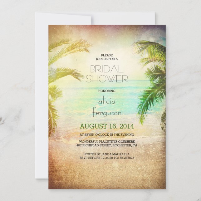 Invitations de douche nuptiale de plage de Sunset (Devant)