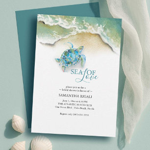 Invitations de douche nuptiale de plage   Tortue d