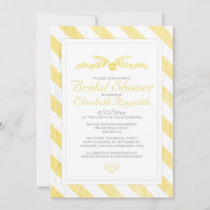 Invitations de douche nuptiale de rayures jaunes