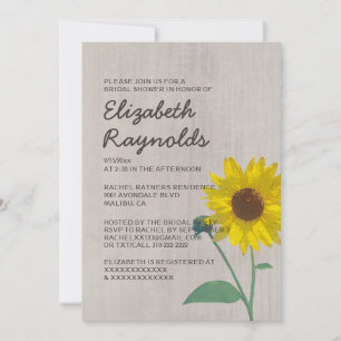 Invitations de douche nuptiale de tournesol vintag
