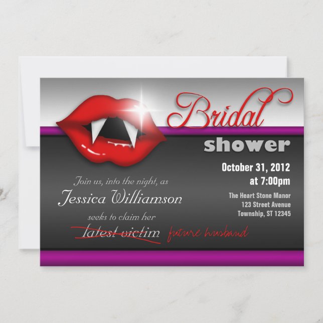 Invitations de douche nuptiale d'Halloween Vampire (Devant)