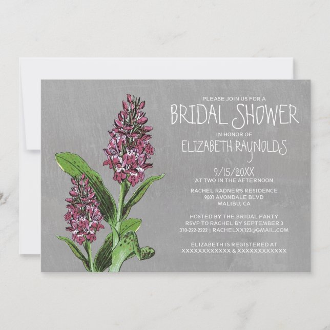 Invitations de douche nuptiale d'orchidées (Devant)