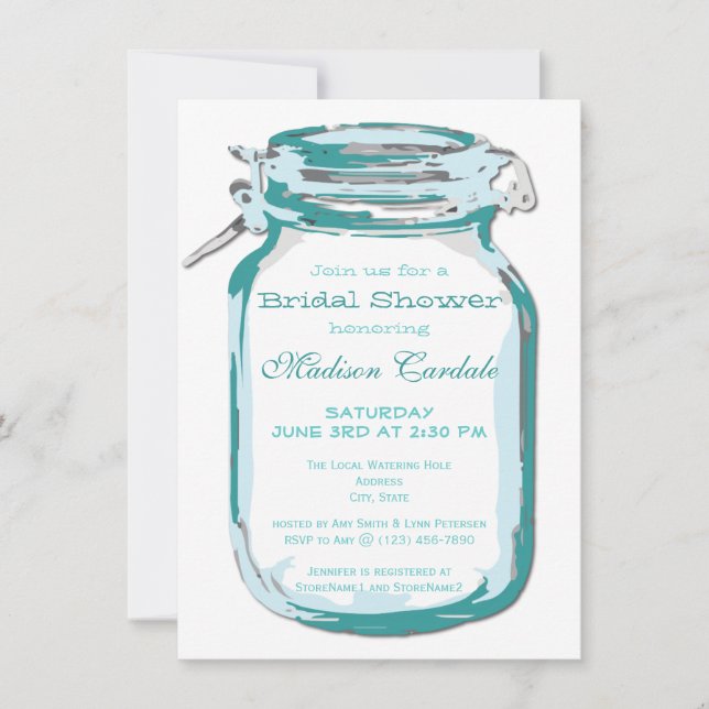 Invitations de douche nuptiale du pays Mason Jar t (Devant)