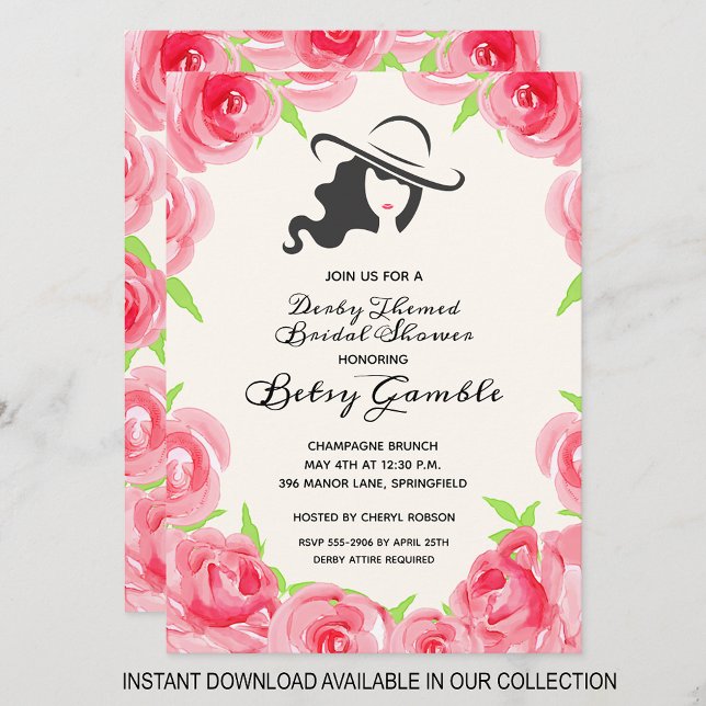 Invitations de douche nuptiale du Rose d'aquarelle (INSTANT DOWNLOAD available in our collection to send your invitations digitally.
)