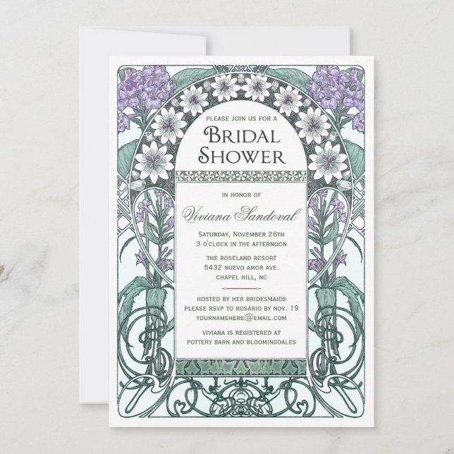 Invitations de douche nuptiale Emerald Violet Gard (Devant)