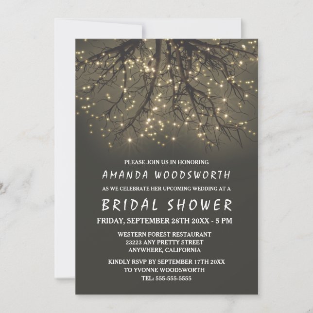 Invitations de douche nuptiale en arbre rustique (Devant)