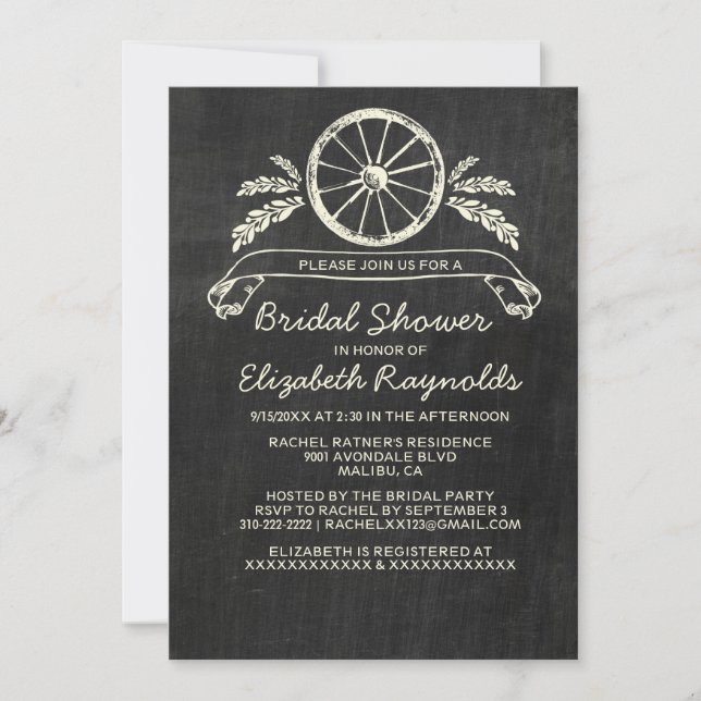 Invitations de douche nuptiale en ardoise occident (Devant)