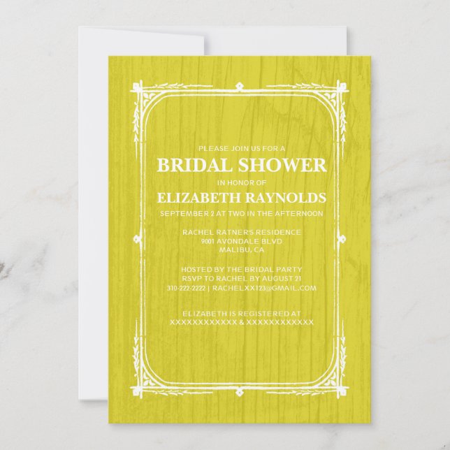 Invitations de douche nuptiale en bois de l'Ouest  (Devant)
