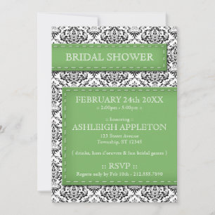 Invitations de douche nuptiale en damas vert
