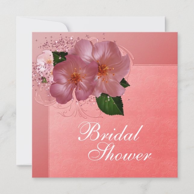Invitations de douche nuptiale en fleurs de cerisi (Devant)