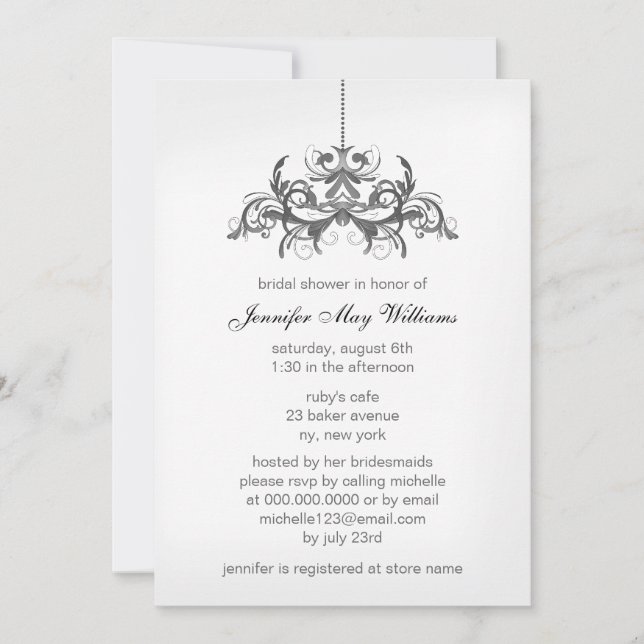 Invitations de douche nuptiale en noir et blanc (Devant)