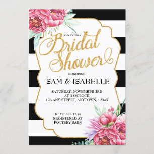 Invitations de douche nuptiale en noir et blanc
