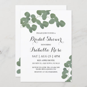 Invitations de douche nuptiale Eucalyptus en argen