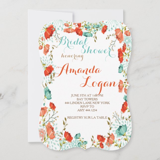Invitations de douche nuptiale fleurie printemps é (Devant)