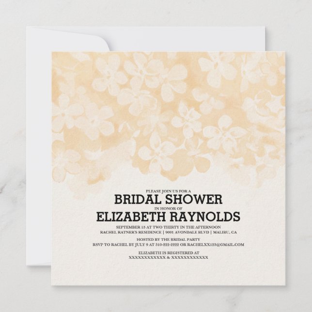 Invitations de douche nuptiale Fleurs de Pêche (Devant)