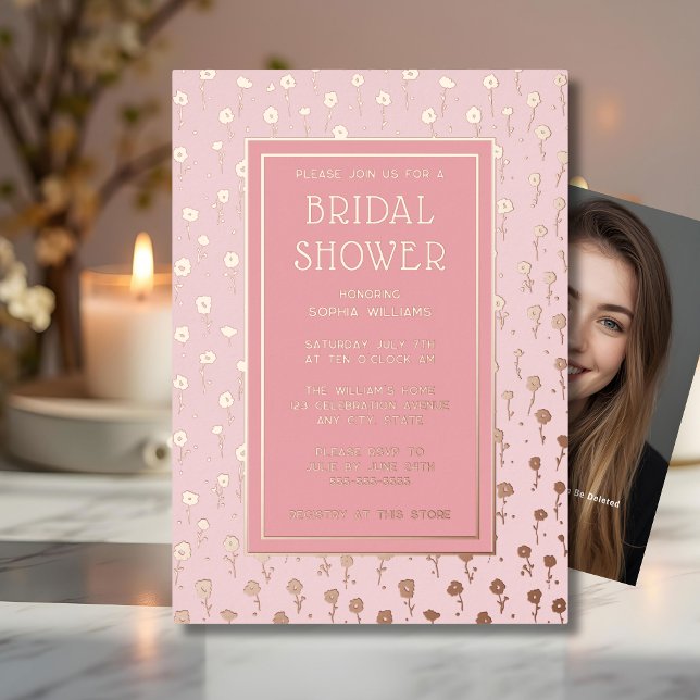 Invitations de douche nuptiale Floral Blush Pink F (Créateur téléchargé)