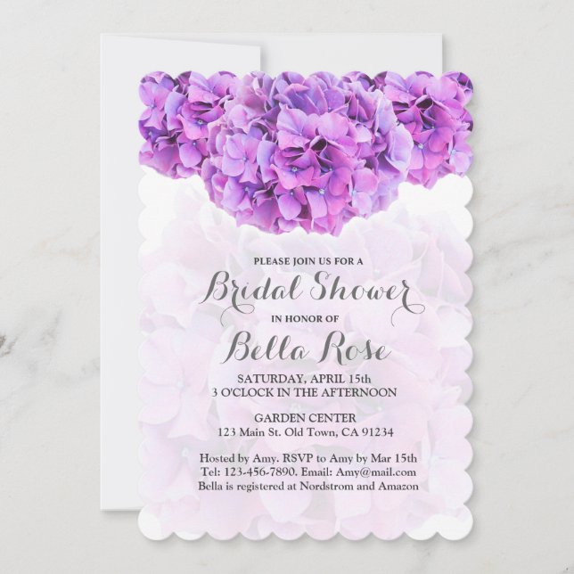 Invitations de douche nuptiale florale Hydrangea v (Devant)
