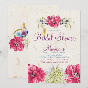 Invitations de douche nuptiale Fuschia et ivoires