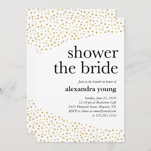 Invitations de douche nuptiale géométrique Or (Devant / Derrière)