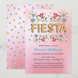 Invitations de douche nuptiale Gold Balloon Fiesta