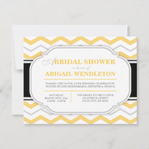 Invitations de douche nuptiale gris et jaune Chevr