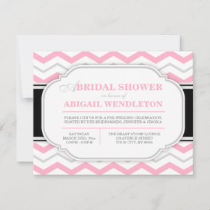 Invitations de douche nuptiale gris et rose Chevro