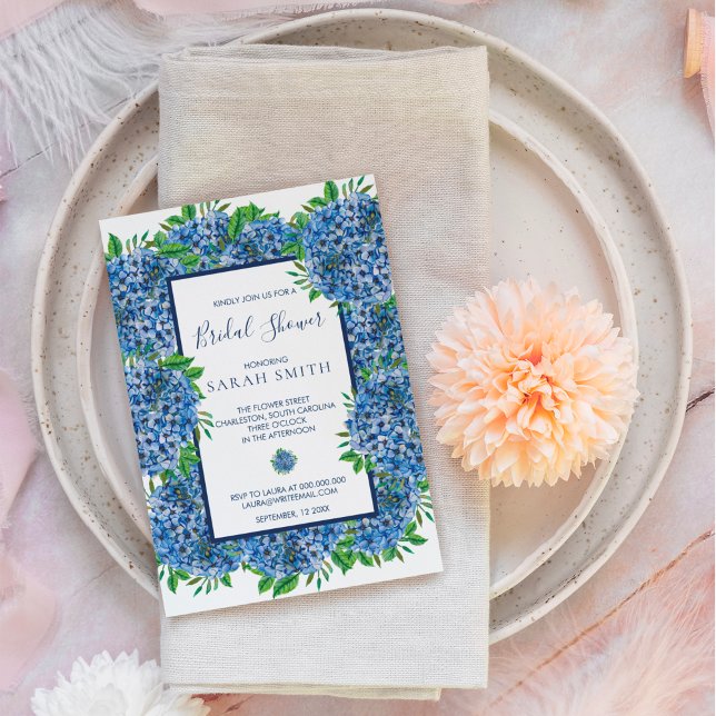 Invitations De Douche Nuptiale Hydrangea Avec Enve (Créateur téléchargé)