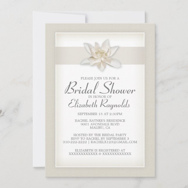 Invitations de douche nuptiale ivoire (Devant)
