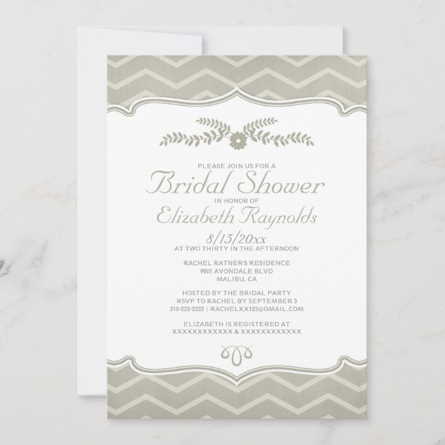 Invitations de douche nuptiale Ivory Zigzag (Devant)