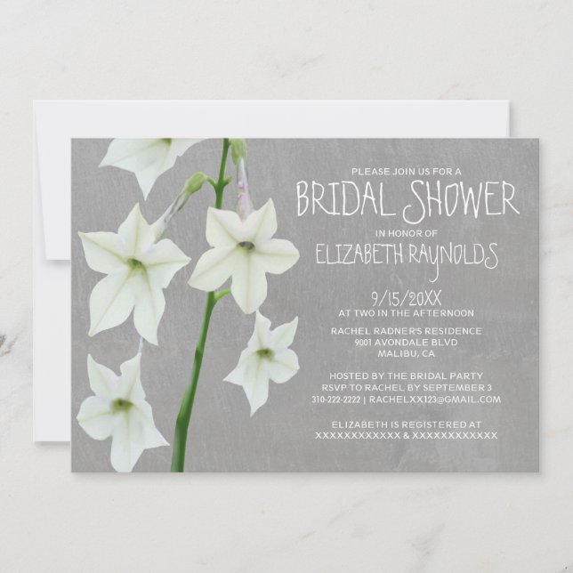 Invitations de douche nuptiale Jasmine (Devant)