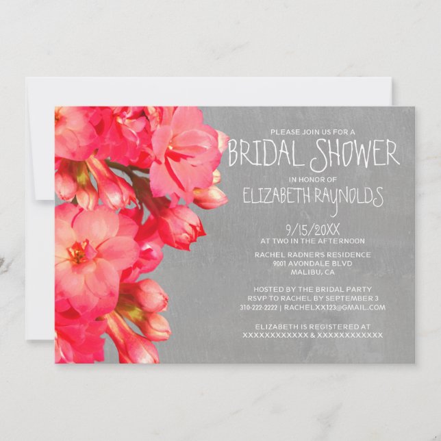 Invitations de douche nuptiale Kalanchoe (Devant)