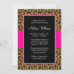Invitations de douche nuptiale Leopard Hot rose