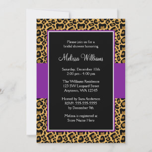 Invitations de douche nuptiale Leopard Purple