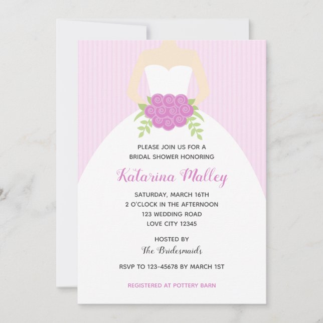 Invitations de douche nuptiale Lilac (Mariage Gown (Devant)