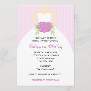 Invitations de douche nuptiale Lilac (Mariage Gown
